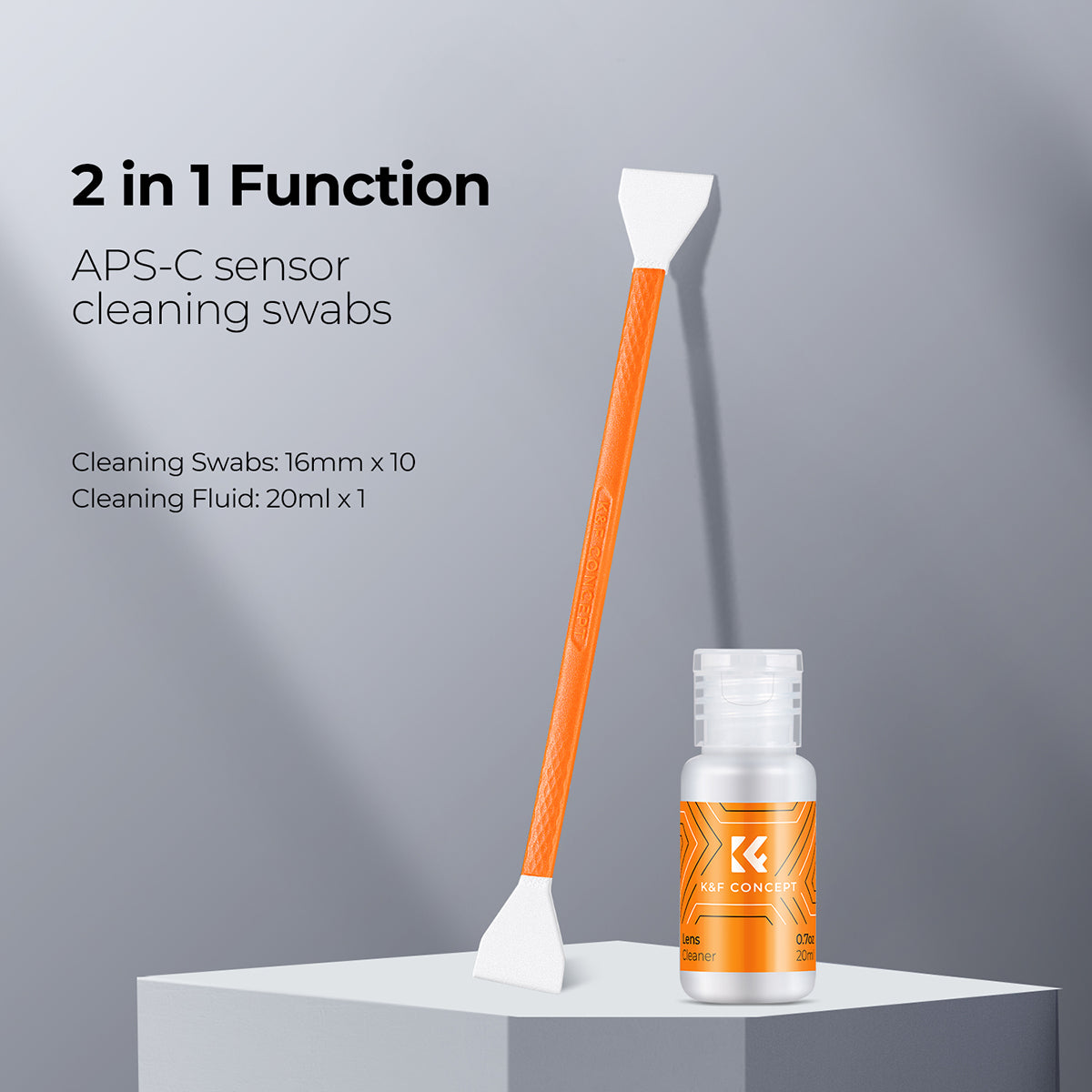 K&F 10 Swab 16mm Dual Head CMOS APS-C Camera Sensor Cleaning Kit 20ml fluid