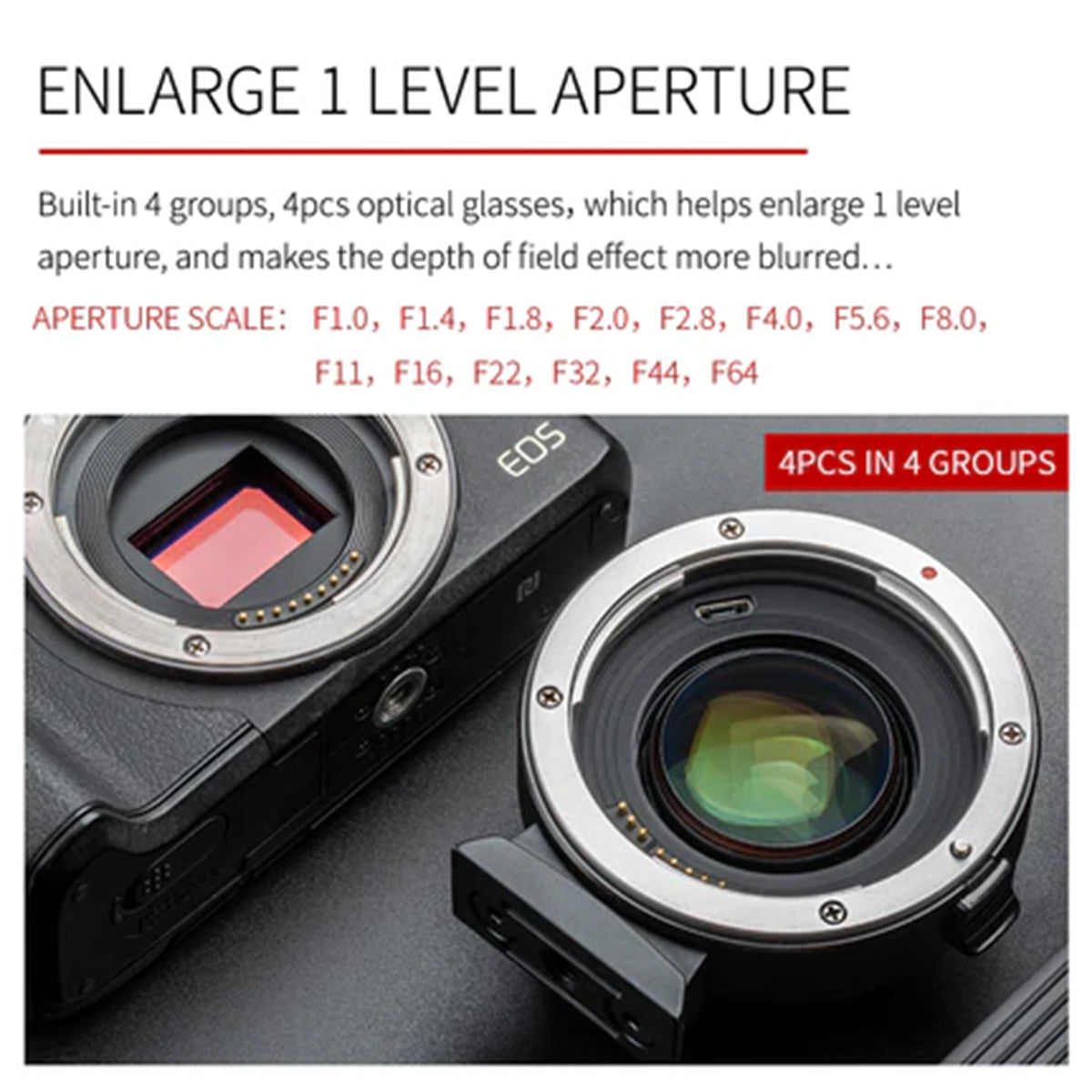 Viltrox Lens Adaptor - Canon EF &amp; EF-S lens to Canon EOS M Camera +1 f-stop