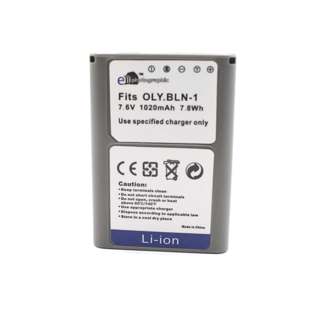 E-Photographic 1020 mAh Lithium Replacement Battery for Olympus BLN-1 - EPHBLN1