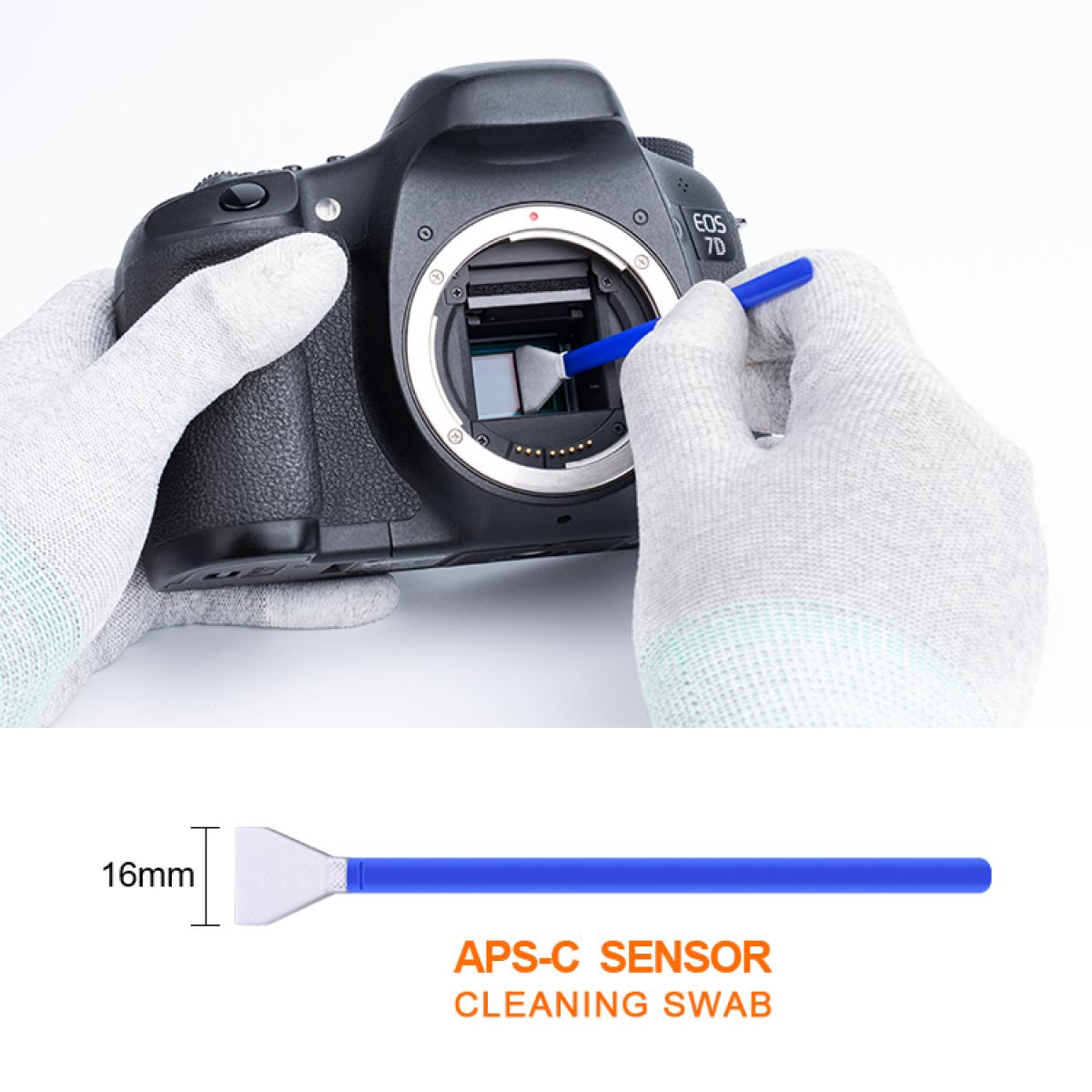 K&F Concept 10 Swab 16mm APS-C Camera Sensor Cleaning Kit + 20ml Cleaning Fluid