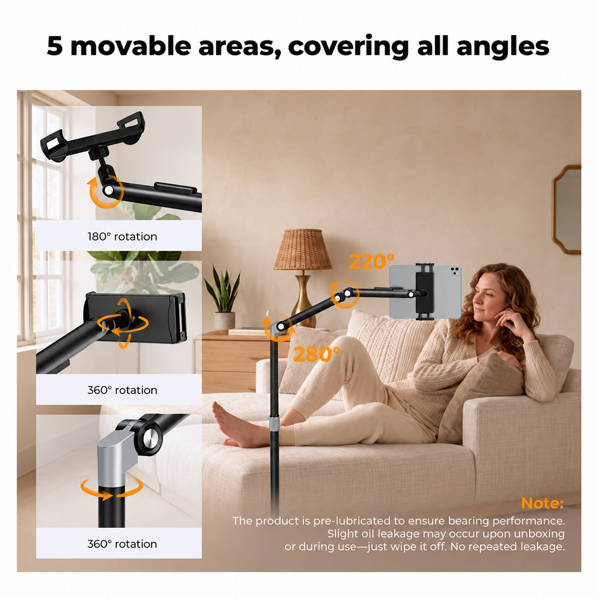 K&F Concept Floor Tablet Stand & Phone Holder with 2.89kg Weighted Base