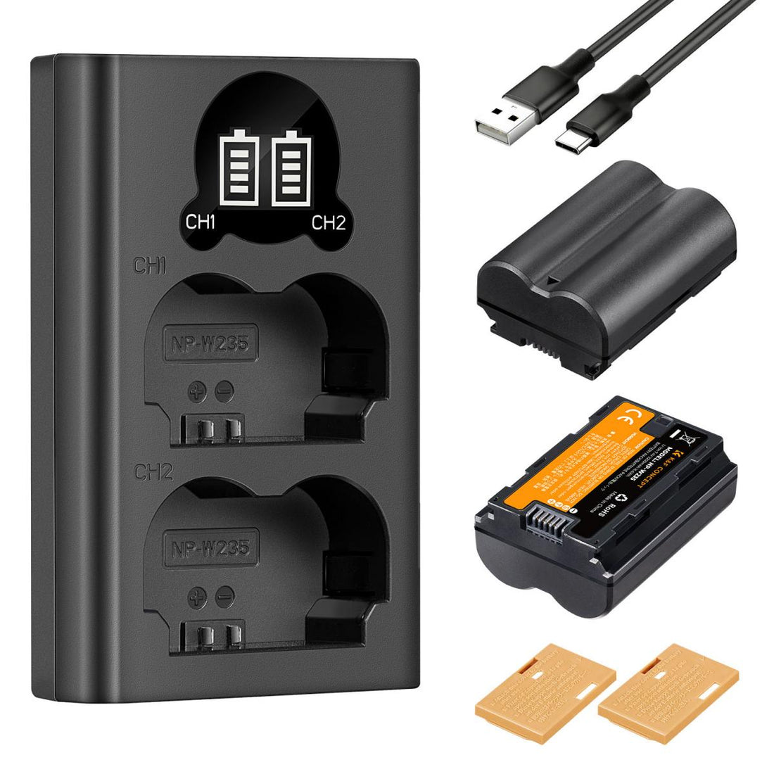 K&F Concept Dual NP-W235 Battery + Charger Kit for Fuji Cameras-KF28.0018
