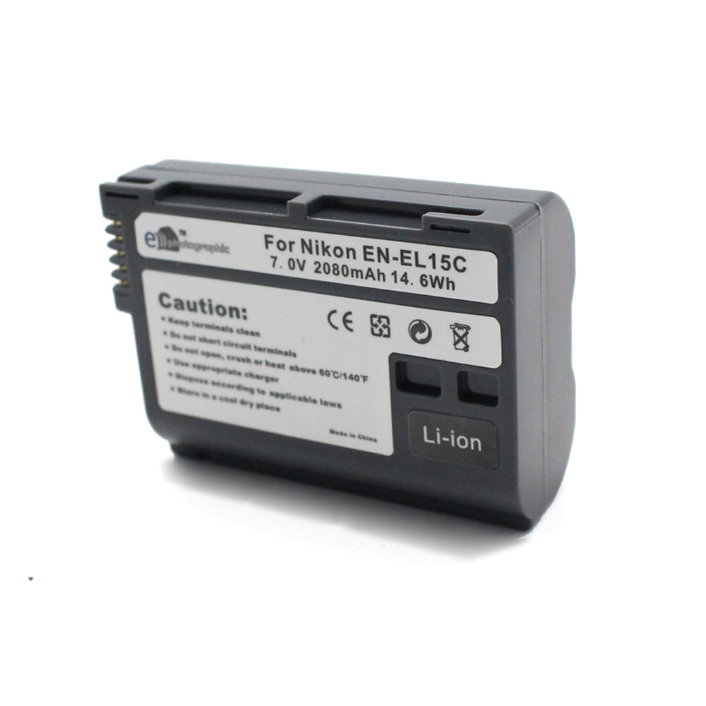 E Photographic 2080 mAh Lithium Replacement Battery for EN-EL15C Nikon DSLR Cameras - EPHENEL15C