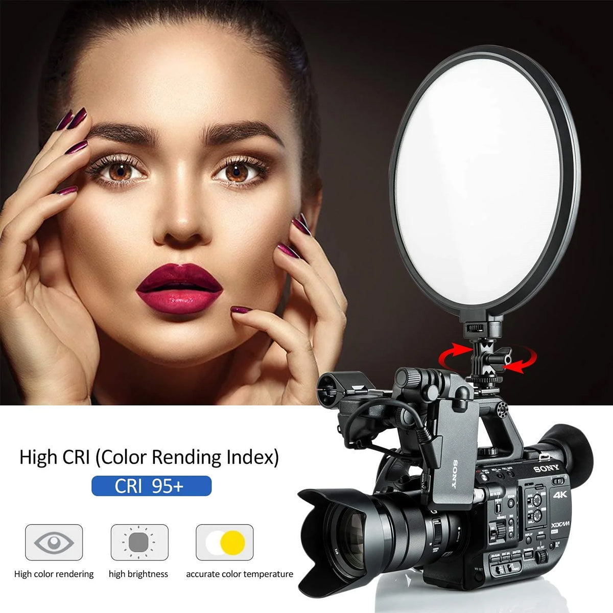 Viltrox VL-500T, 2000 Lumens 25W Round LED Light, Adjustable Power & Color