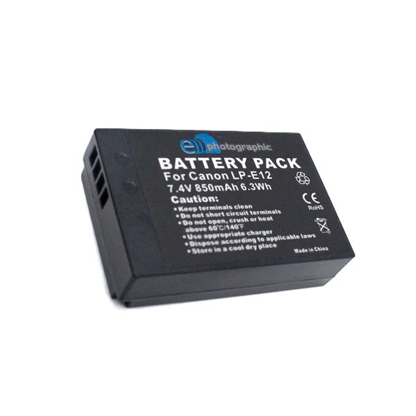 E-Photographic 850 mAh Lithium Camera Battery for Canon LP-E12 DSLR&