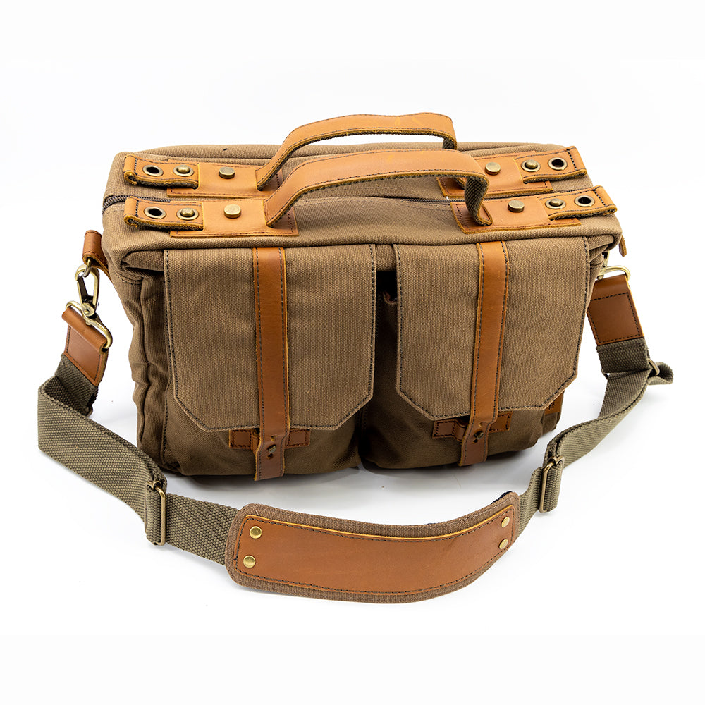 Jenova Nostalgic PRO Messenger/Soft Briefcase Camera Bag-Med Brown-31301BN