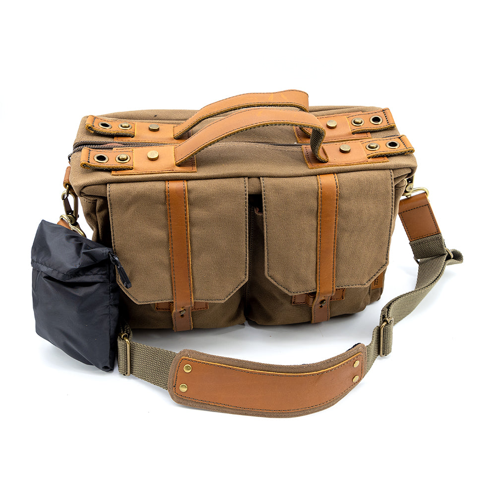 Jenova Nostalgic PRO Messenger/Soft Briefcase Camera Bag-Med Brown-31301BN