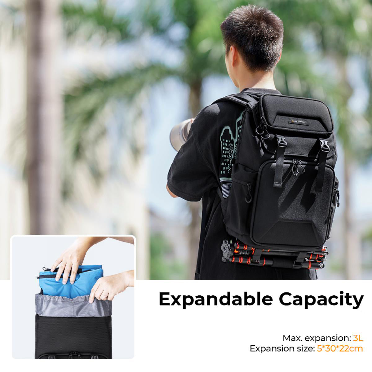K&F Concept 25L Multi-Functional Camera Backpack with 16" Laptop Compartment-Grey - KF13-098V2