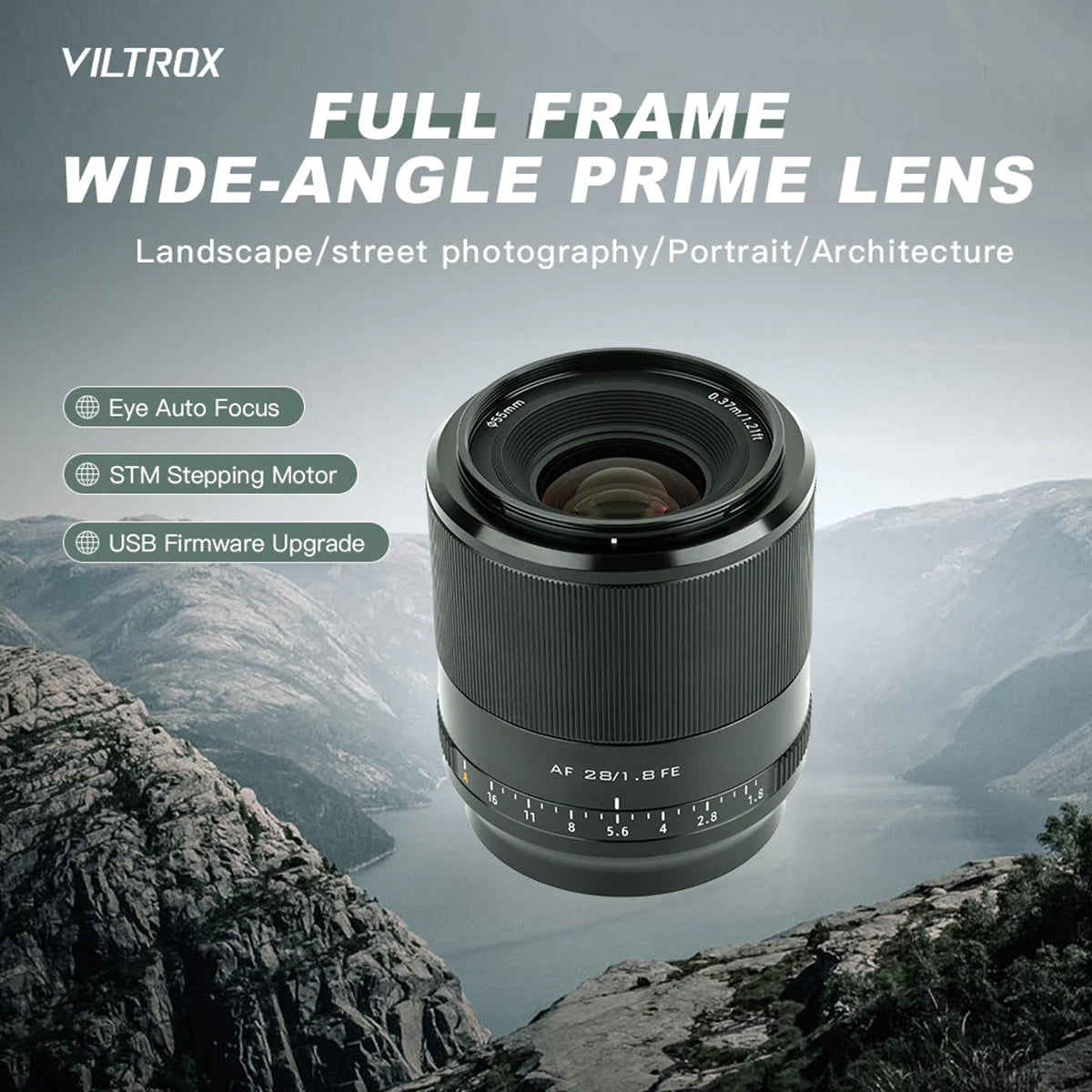 Viltrox 28mm f1.8 FE Auto Focus Prime Lens Sony E-Mount Full Frame Camera