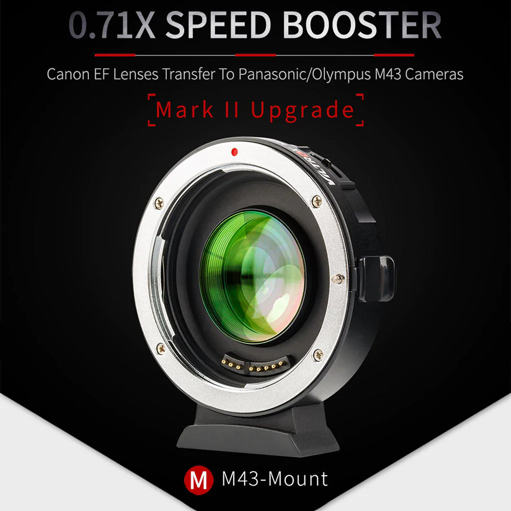 Viltrox Adapter Canon EF lens to Olympus and Panasonic M4/3 cameras, 1 f-stop increase