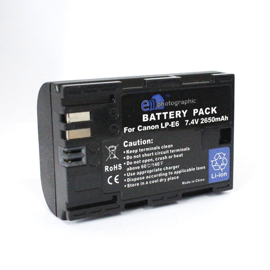 E-Photographic 2650 mAh Lithium LP-E6 Camera Battery for Canon DSLR&
