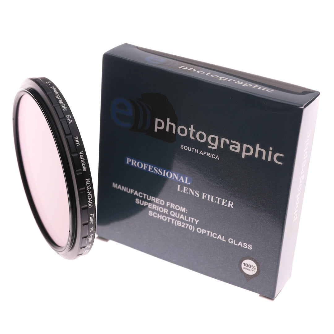 E-Photo PRO 82mm UV, CPL & ND2-ND400 filter Kit - German HD B270 Schott Optics