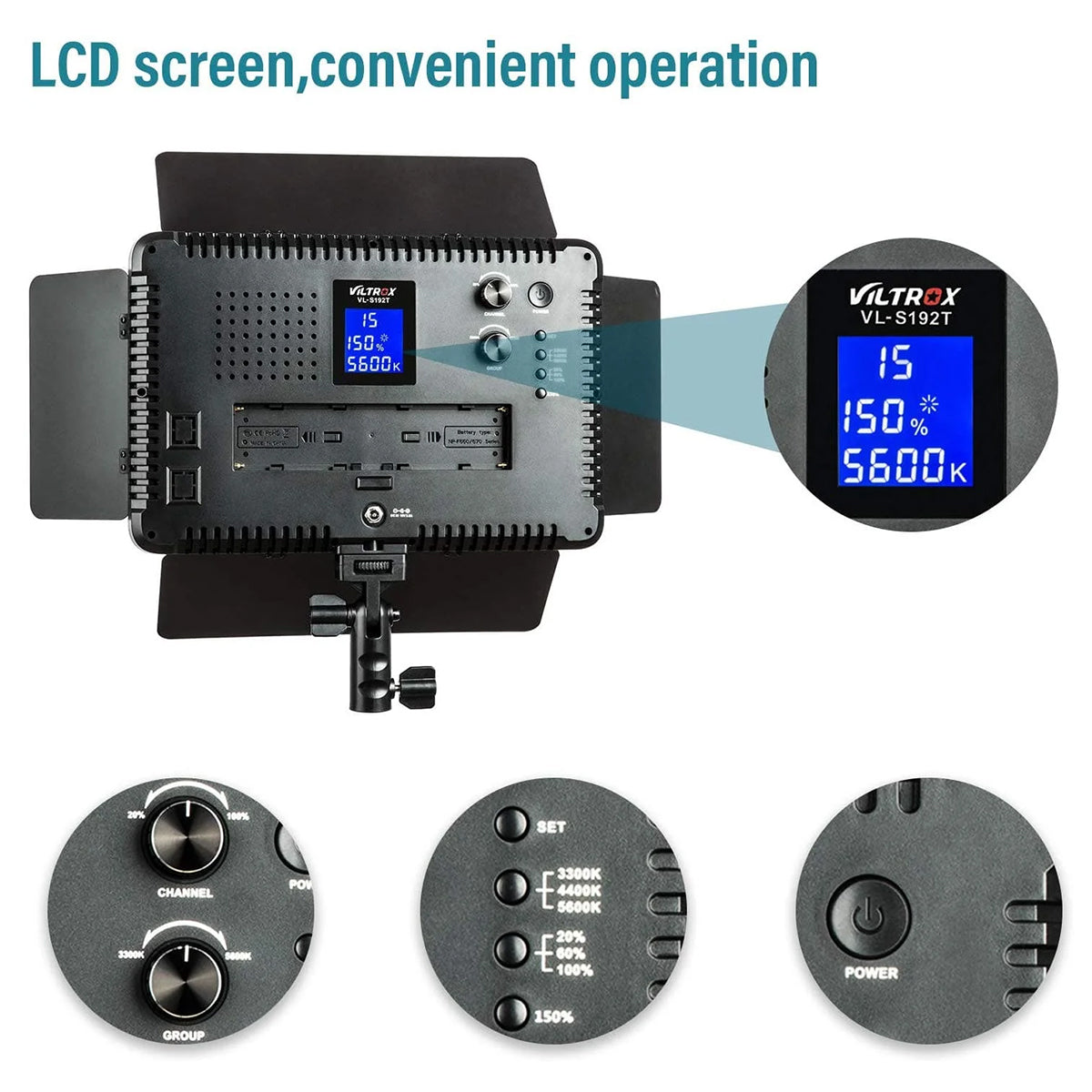 Viltrox 50 Watt VL-D640T PRO LED Studio Light with Barn Doors 3300-5600K
