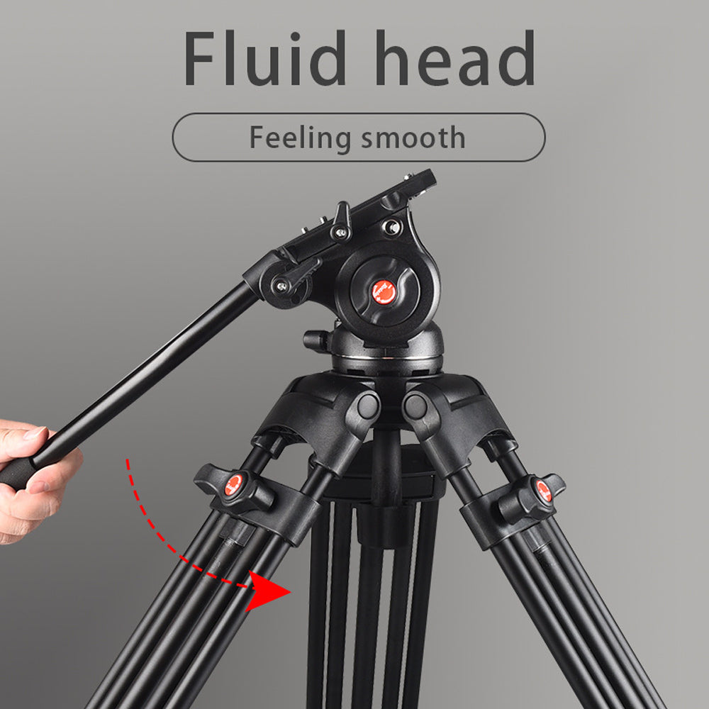 Powerwin Heavy Duty 10Kg Capacity PRO Fluid Head Tripod for Video, Mirrorless & DSLR Cameras with Hydraulic Damping