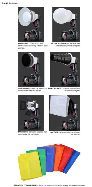 Visico 7 X Flash Light Modification Accessory Kit with CA7 flash adapter- DI3714