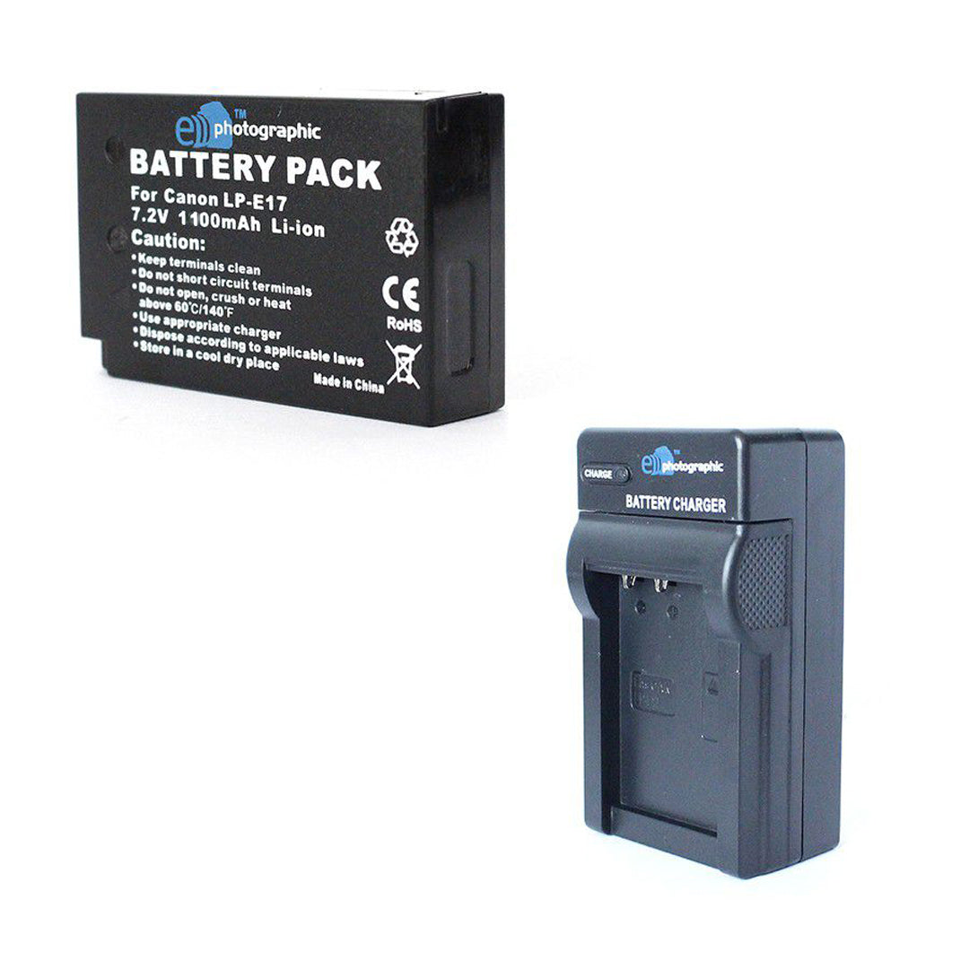 E-Photographic 1100 mAh Lithium LPE-17 Battery + Charger-Canon DSLR &amp; Mirrorless - EPHLPE17B
