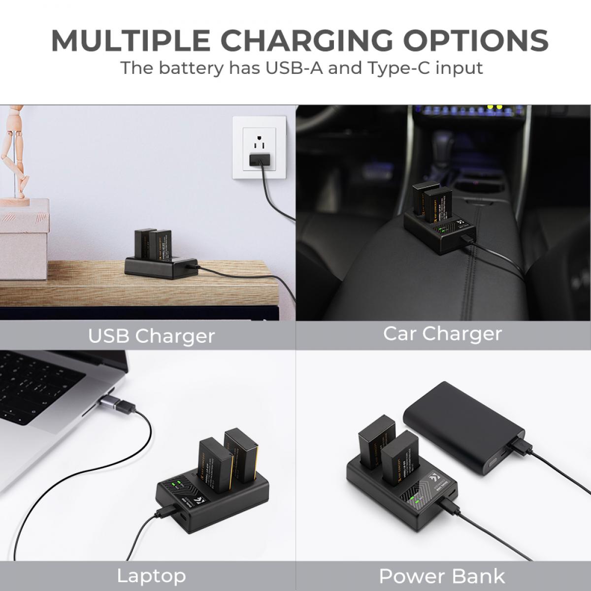 K&F Concept Dual LP-E17 Battery + Charger Kit for Canon Cameras-KF28.0014