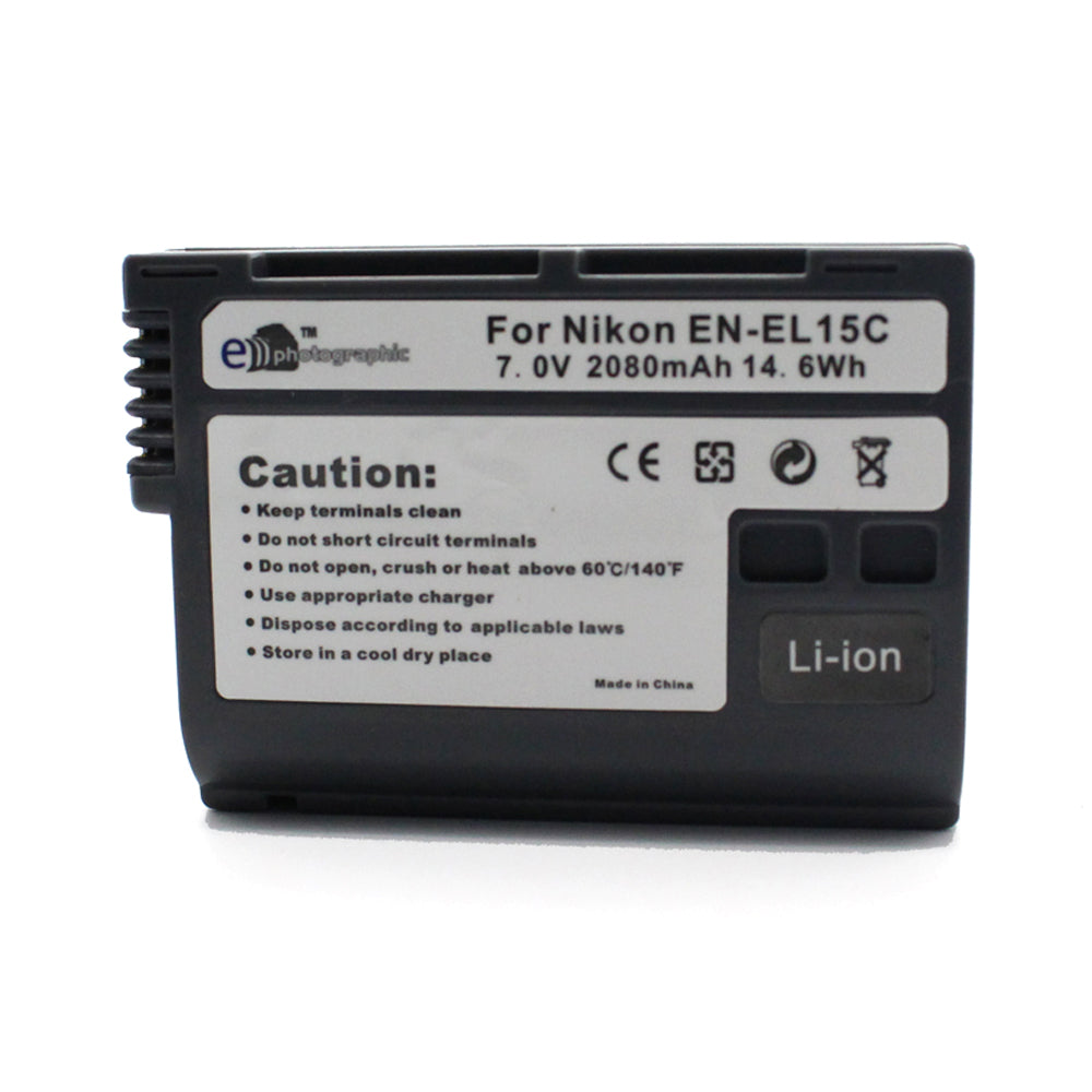 E Photographic 2080 mAh Lithium Replacement Battery for EN-EL15C Nikon DSLR Cameras - EPHENEL15C