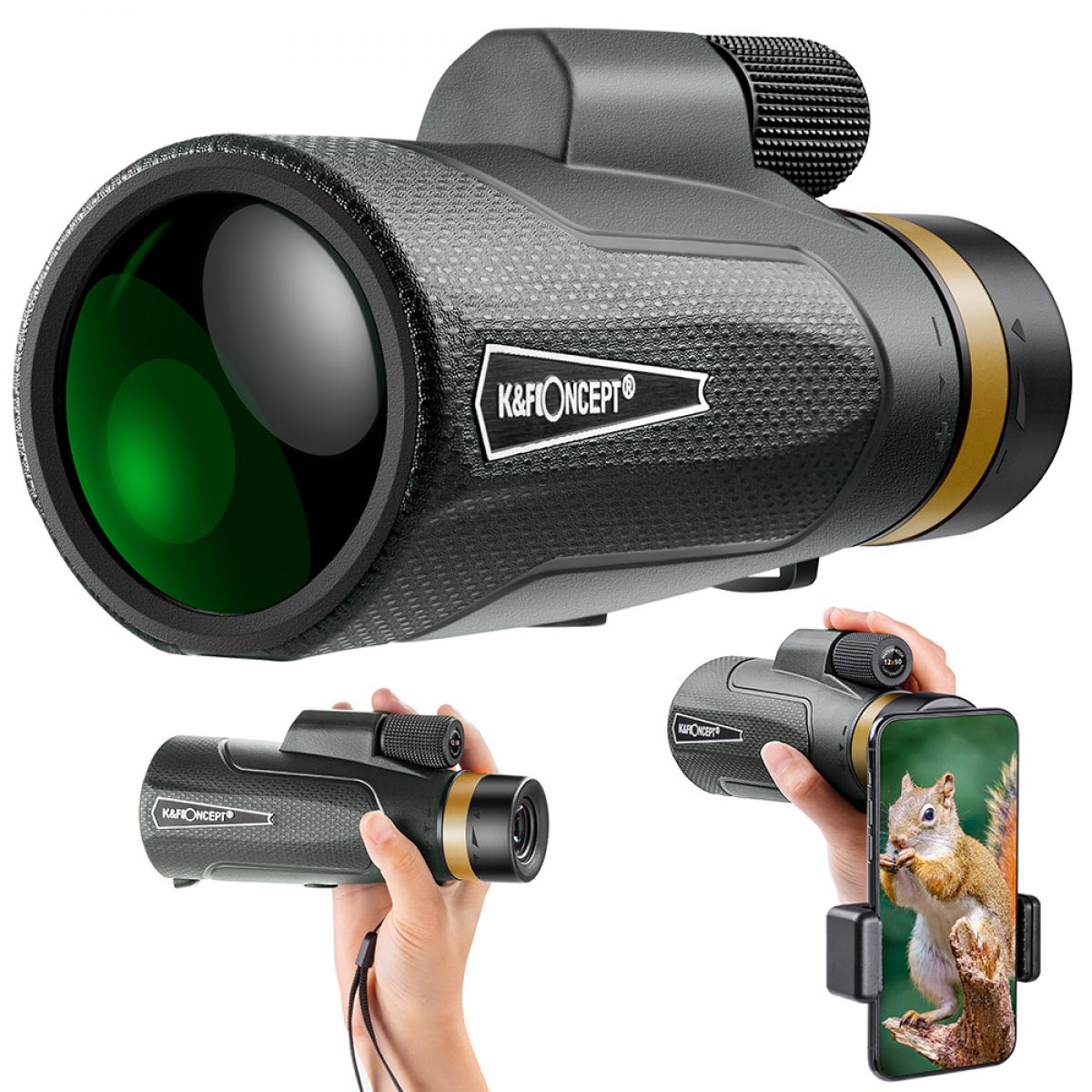 K&F Concept 12X50 Compact Monocular IP65 Water Resistant BAK4 Prisms & FMC Coatings