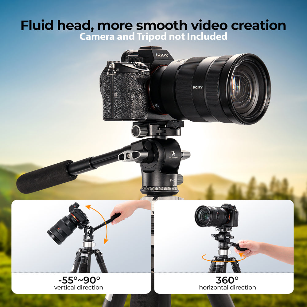 K&F Hydraulic Fluid Tripod Video Head with Handle with 360 Degree Rotation