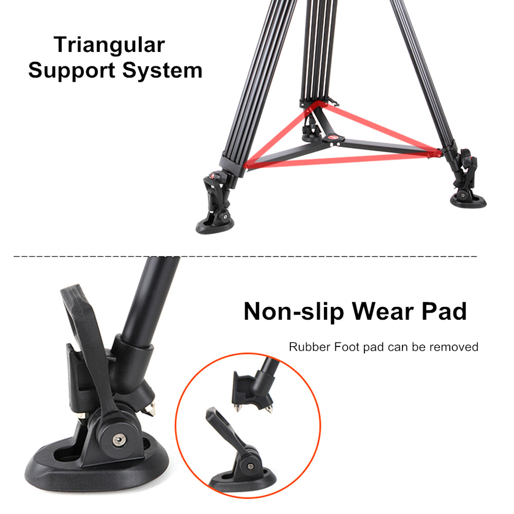 Viltrox Heavy Duty 10Kg Capacity PRO Fluid Head Tripod for Video, Mirrorless &amp; DSLR Cameras with Hydraulic Damping