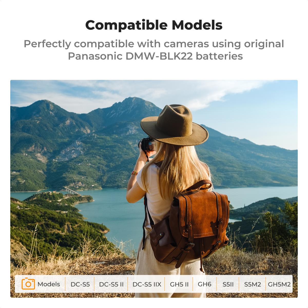 K&F Concept 2 Pack DMW-BLK22 Batteries & LCD Charger for Panasonic Lumix