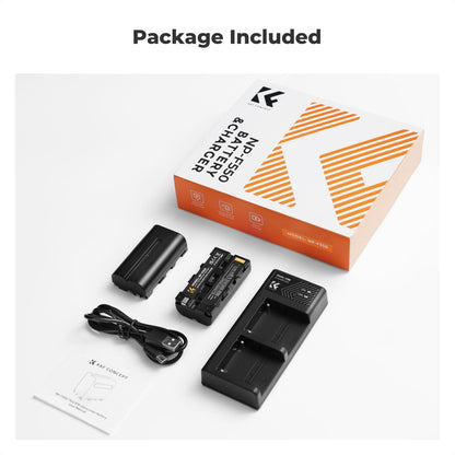 K&amp;F Concept 2 Pack NP-F550 Batteries &amp; Dual USB Charger Compatible with Sony - KF28-0046
