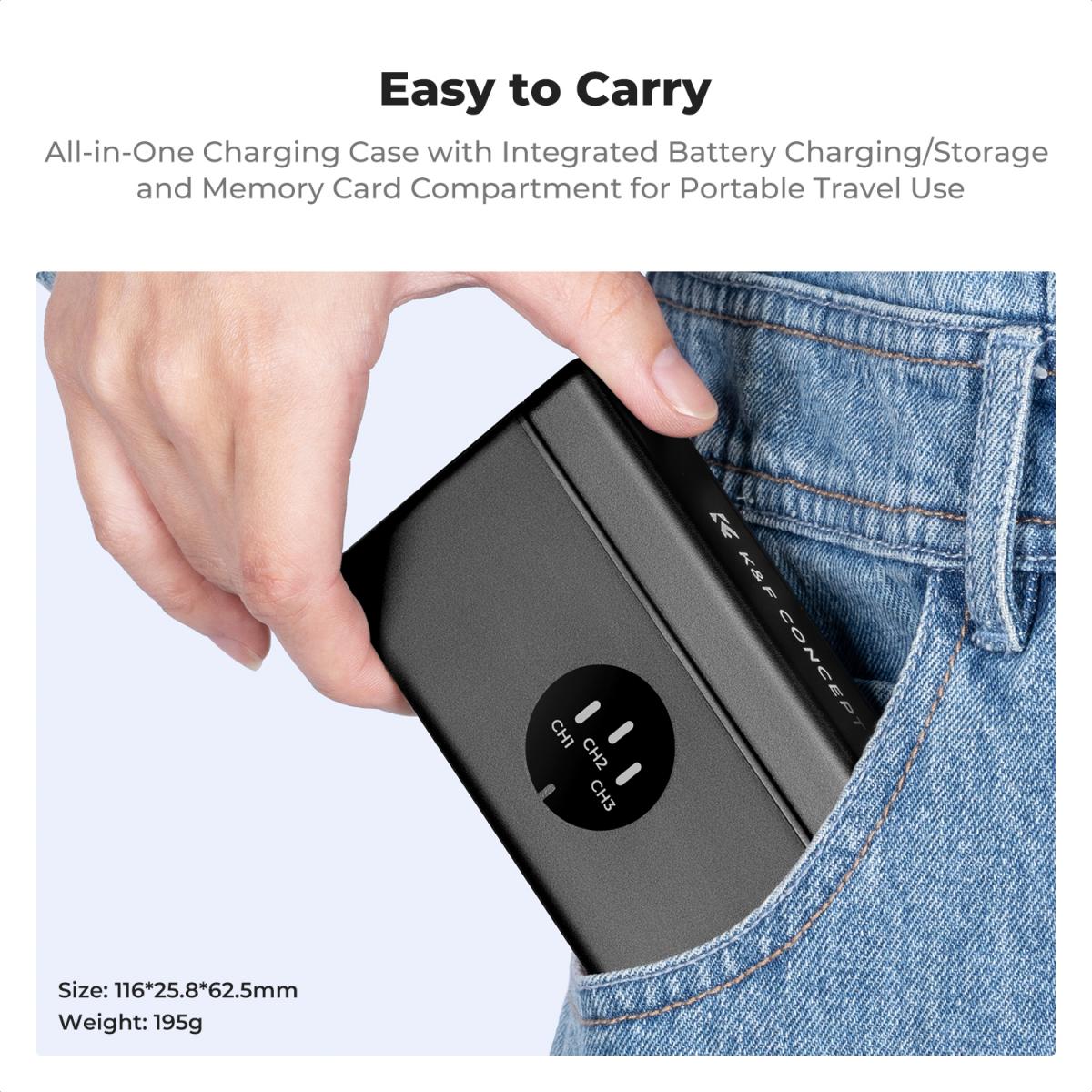 K&amp;F Concept 3 Pack Enduro Batteries &amp; Fast Charger for GoPro Hero 13 Black