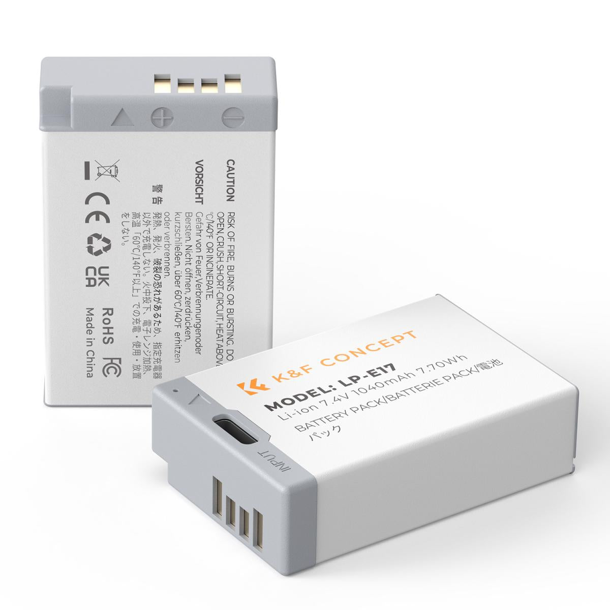 K&amp;F Concept 2-Pack 1040mAh LP-E17 USB-C Fast Charging Replacement Batteries for Canon Cameras