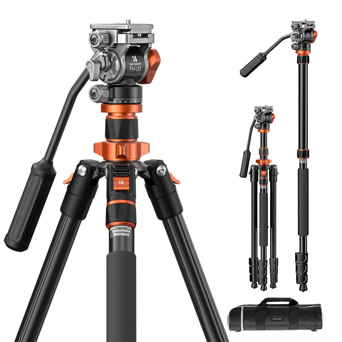 K&amp;F Concept KF09-136 With FH-03 Hydraulic Video Head - Monopod Leg