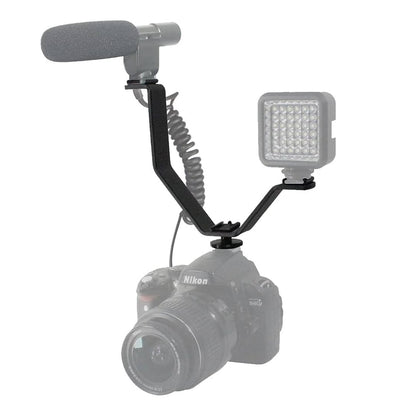 E-Photographic V-Shape Triple Hot Shoe Camera Bracket