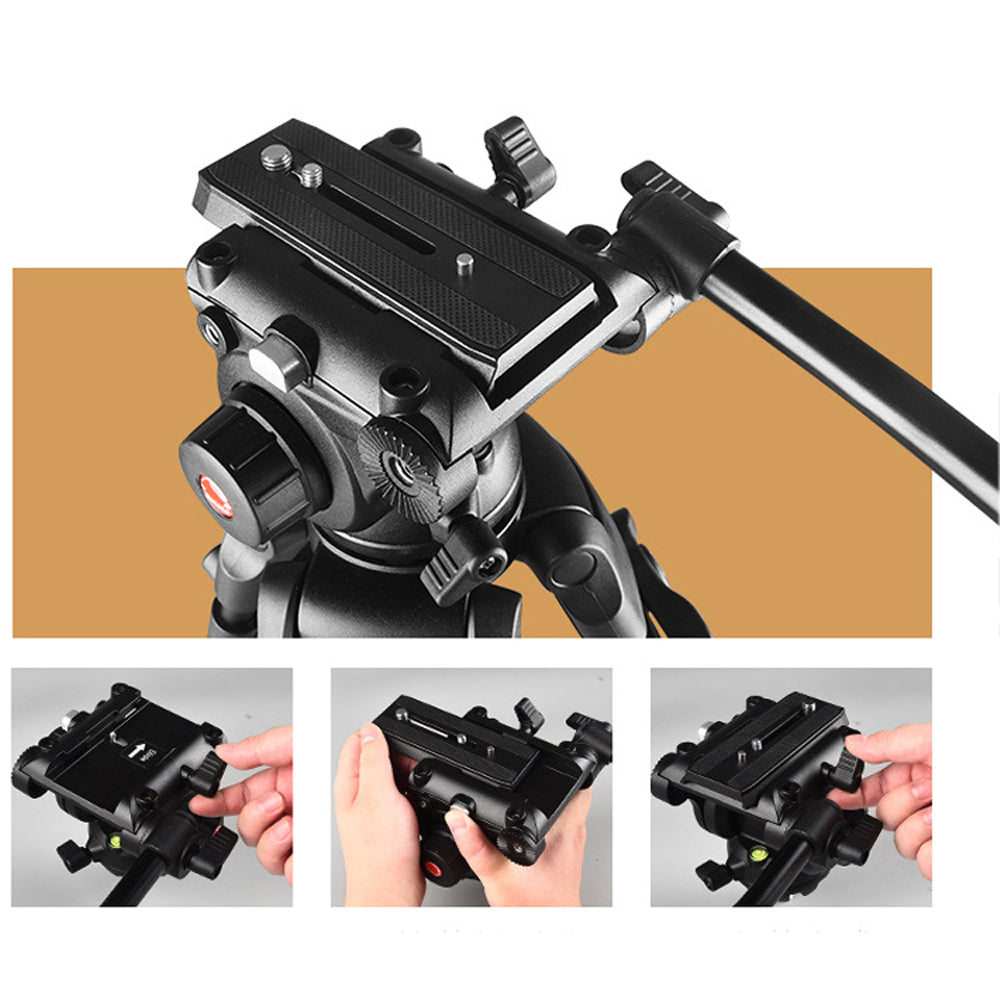 Powerwin Heavy Duty 10Kg Capacity PRO Fluid Head Tripod for Video, Mirrorless &amp; DSLR Cameras with Hydraulic Damping