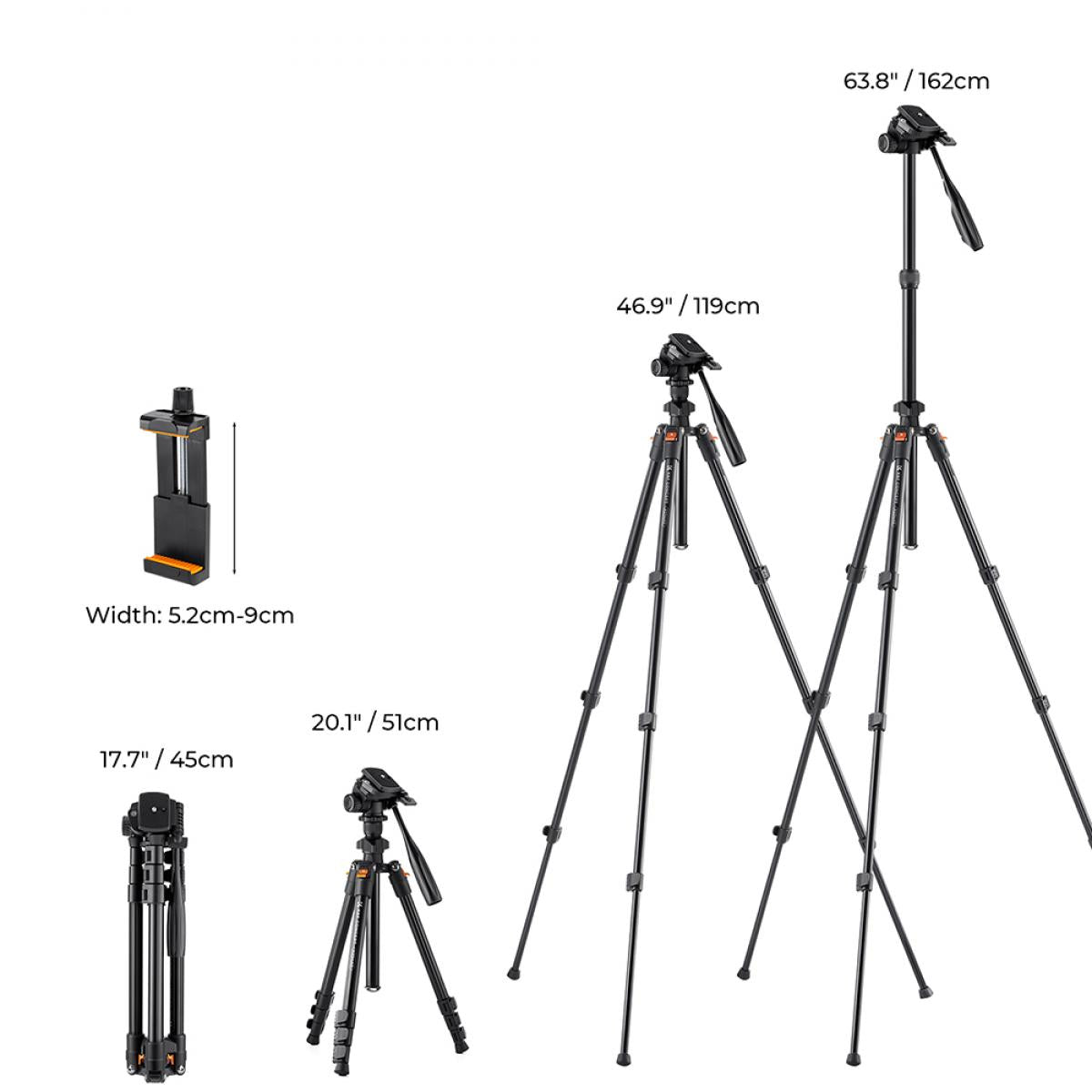 K&amp;F Concept PRO K234A0 Magnalium Tripod for Camera, Mobile Phone &amp; Video  KF09.115