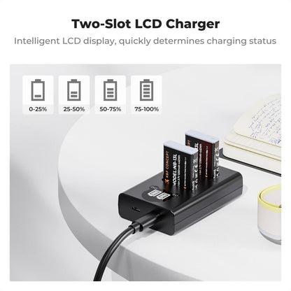 K&amp;F Concept 2 Pack NB-13L Batteries &amp; LCD Charger for Canon