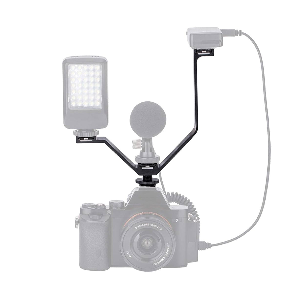 E-Photographic V-Shape Triple Hot Shoe Camera Bracket