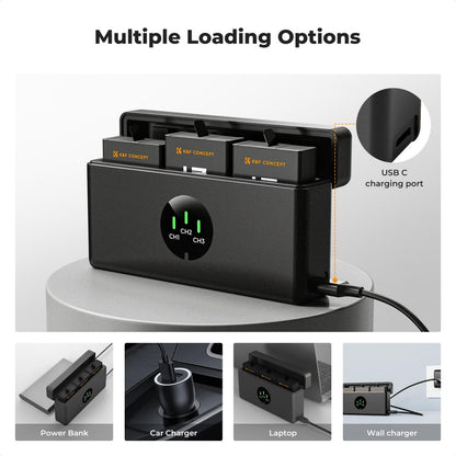 K&amp;F Concept 3 Pack Enduro Batteries &amp; Fast Charger for GoPro Hero 13 Black