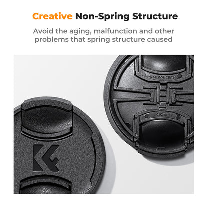 K&amp;F 67mm Set of 3 Center Pinch Lens Caps With Orange Strings Plus 3x Cleaning Cloths