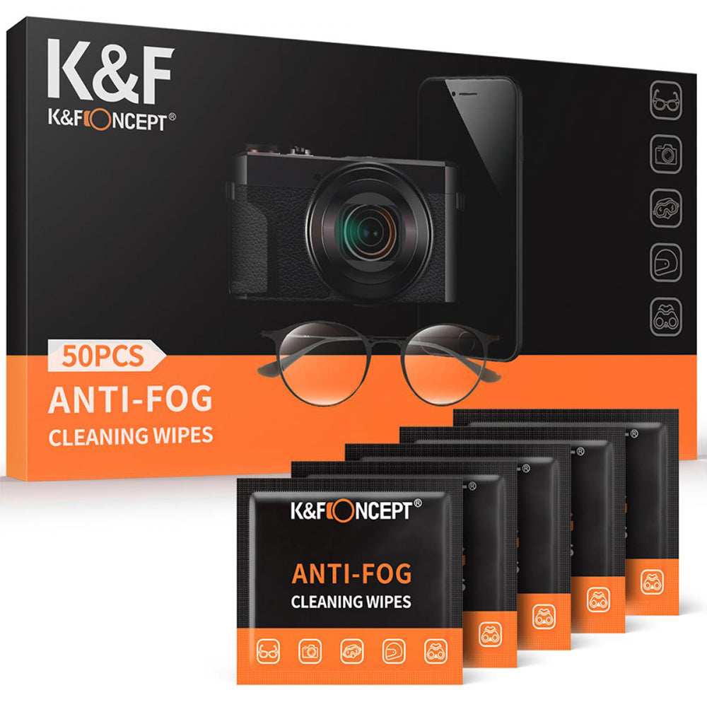 K&amp;F Concept Pack of 50 Lens &amp; LCD Screen Cleaning/Anti-Fog Moist Wipes - KF08.034