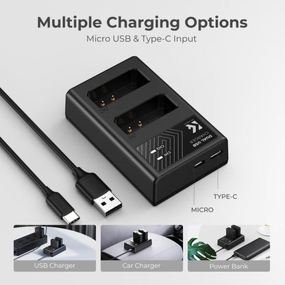 K&amp;F Concept Dual LP-E10 1200mAh Batteries + Charger for Canon