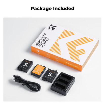 K&amp;F Concept 3 Pack Batteries &amp; Charger for DJI Osmo Action 5/4/3