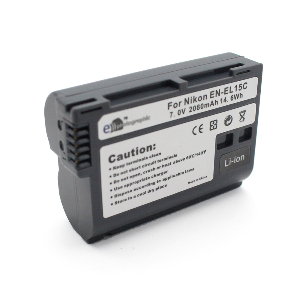 E Photographic 2080 mAh Lithium Replacement Battery for EN-EL15C  Nikon DSLR Cameras - EPHENEL15C