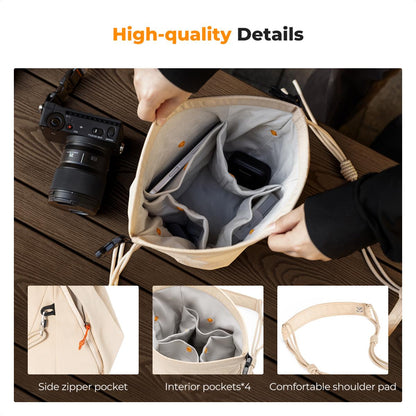 K&amp;F Urban Wander U11 Compact Lightweight Versatile 5 Liter Camera Sling Bag – Beige