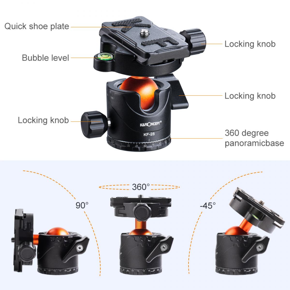 K&amp;F Concept Professional 10 Kg Capacity Tripod Ball Head KF31-023V3