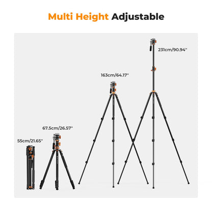K&amp;F Concept 2.3m Fluid Head Video Tripod with Monopod KF09-137