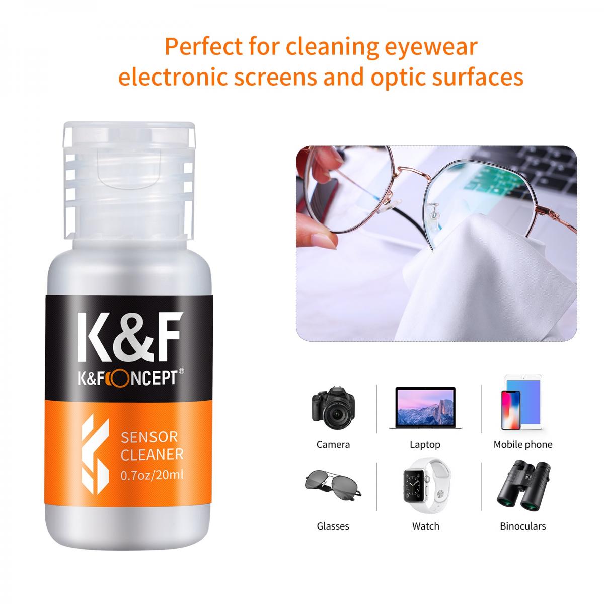 K&amp;F Concept 10 Pack 20ml Cleaning Liquid for Lenses, Sensors, Glasses etc.
