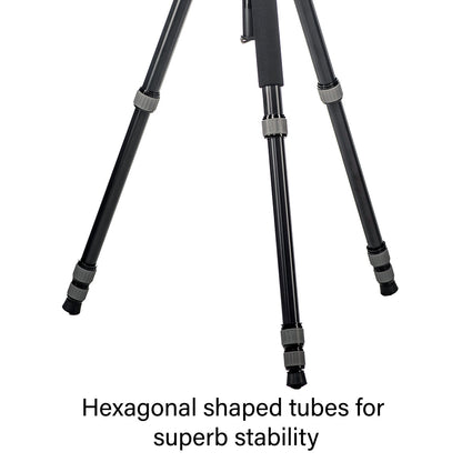 Jenova PRO.J 25Kg Capacity Hexagon Leg Aluminium Tripod with Reversable Spike Feet-35680BK