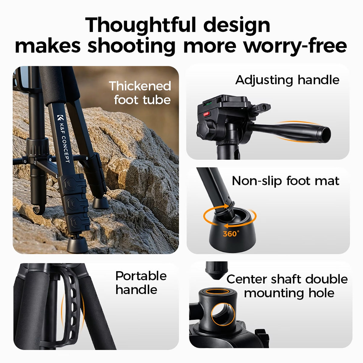 K&amp;F Concept S254A3 Overhead Tripod/Monopod with BV07 Fluid Video Head - KF09-184
