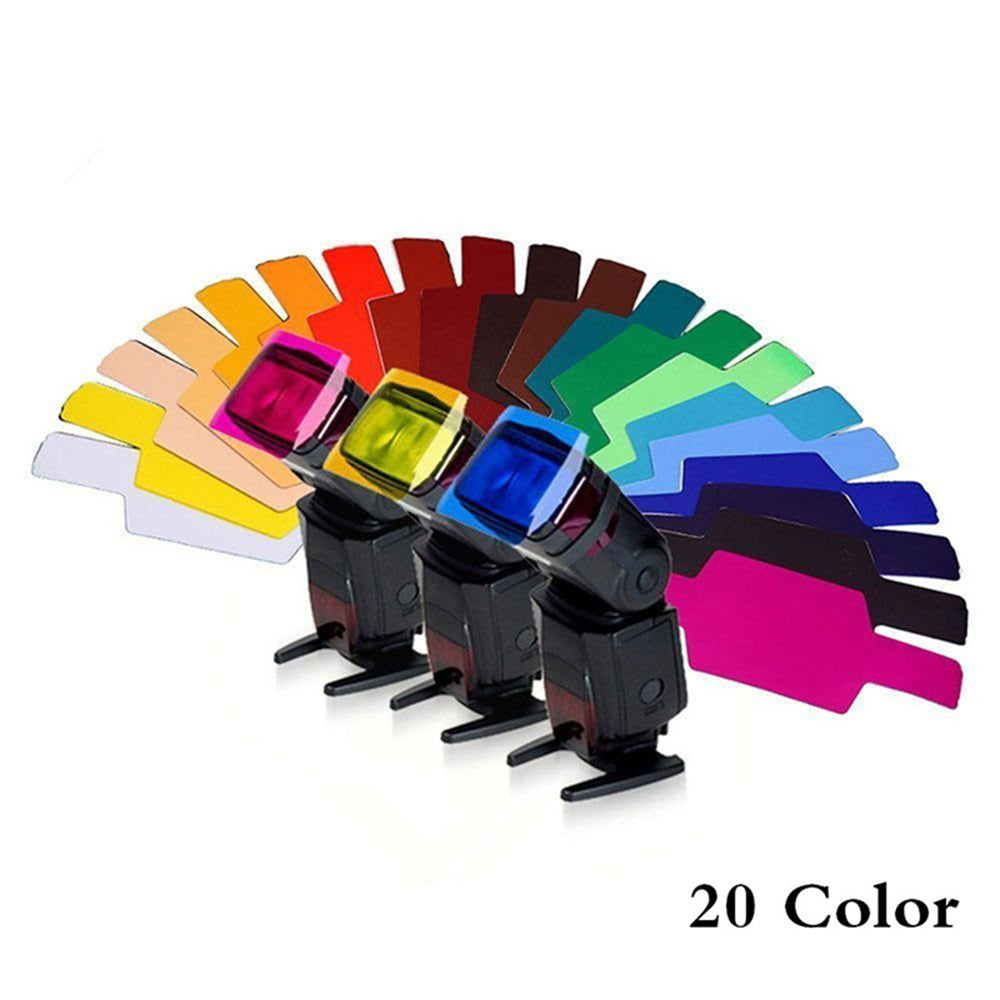 E-PhotoPRO Set of 20 Professional Colour Speedlite Gels with pouch-EPHK153