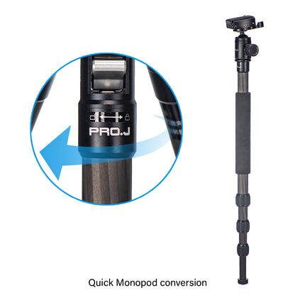 Jenova PRO.J Carbon Tripod-15kg Capacity-Monopod Easy Conversion-Black 45872BK