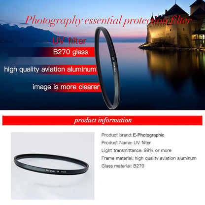 E-Photographic PRO 46mm Multicoated UV Filter-German HD B270 Schott Optics